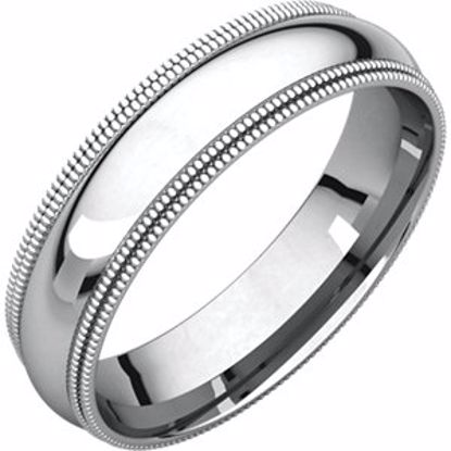 DMGR10.5:1778:P 10kt White 5mm Double Milgrain Comfort Fit Band