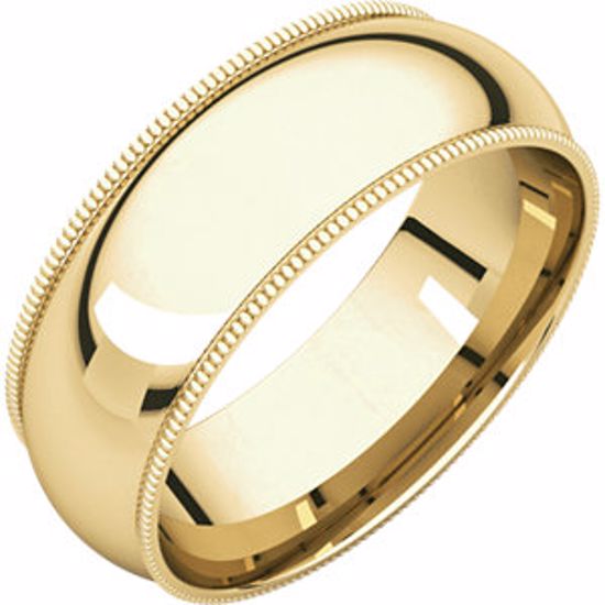 MGR9.5:2099:P 10kt Yellow 7mm Milgrain Comfort Fit Band