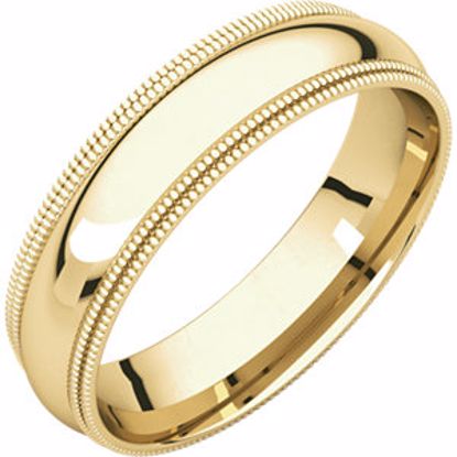 DMGR15:2195:P 10kt Yellow 5mm Double Milgrain Comfort Fit Band