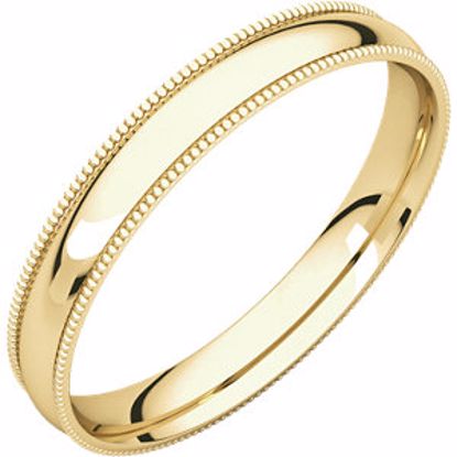 MGRL13:2140:P 10kt Yellow 3mm Light Comfort Fit Milgrain Band 
