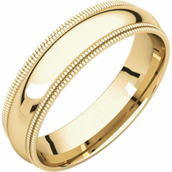 DMGR9:2183:P 10kt Yellow 5mm Double Milgrain Comfort Fit Bands
