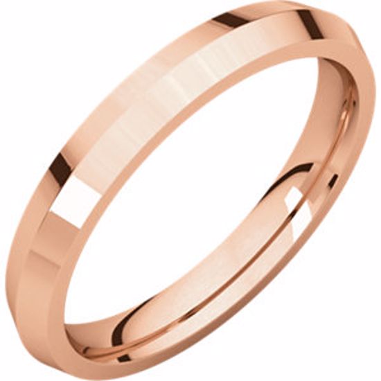 KER15:2672:P 14kt Rose 3mm Knife Edge Comfort Fit Band