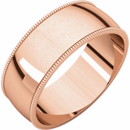 MGL8:2471:P 14kt Rose 7mm Milgrain Light Band