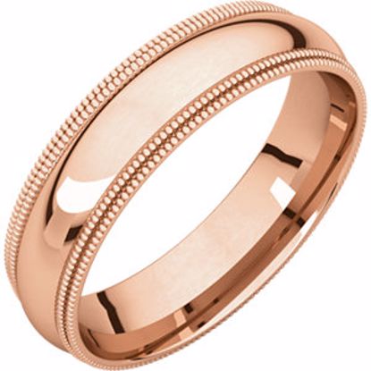 DMGR11:2596:P 14kt Rose 5mm Double Milgrain Comfort Fit Band
