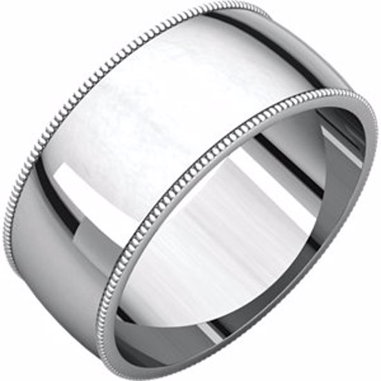 MGL8.5:1672:P 10kt White 8mm Milgrain Light Band