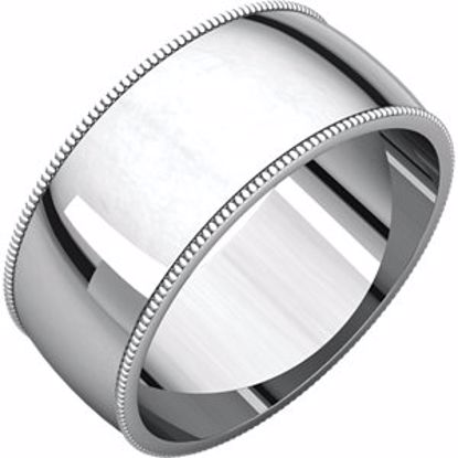 MGL14.5:1684:P 10kt White 8mm Milgrain Light Band