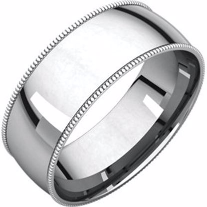 MGRL10.5:1744:P 10kt White 7mm Light Comfort Fit Milgrain Band 