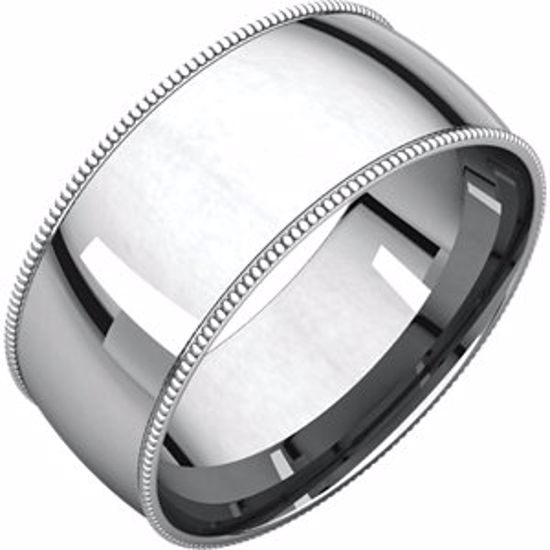 MGRL10.5:1761:P 10kt White 8mm Light Comfort Fit Milgrain Band 
