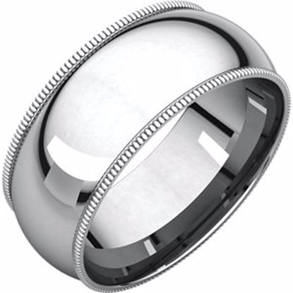 MGR9.5:1708:P 10kt White 8mm Milgrain Comfort Fit Band
