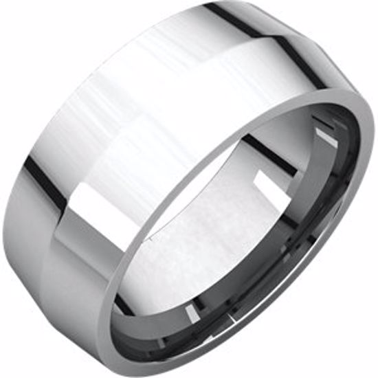 KER14:1921:P 10kt White 8mm Knife Edge Comfor Fit Band