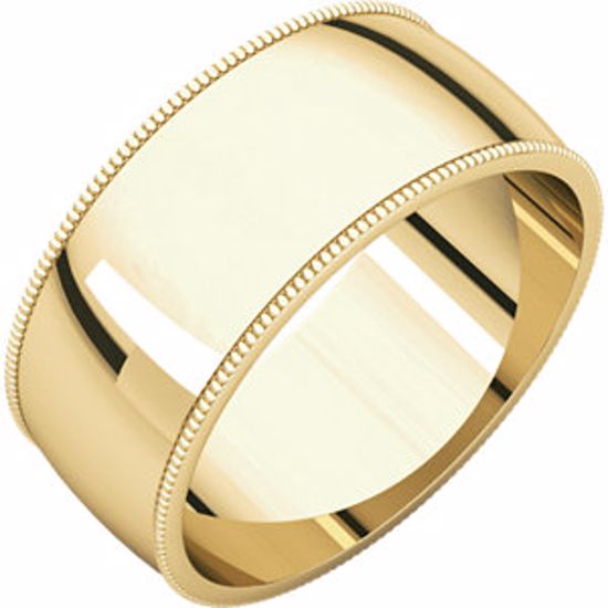 MGL12.5:2088:P 10kt Yellow 8mm Light Milgrain Band