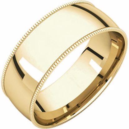 MGRL14:2159:P 10kt Yellow 7mm Light Comfort Fit Milgrain Band 