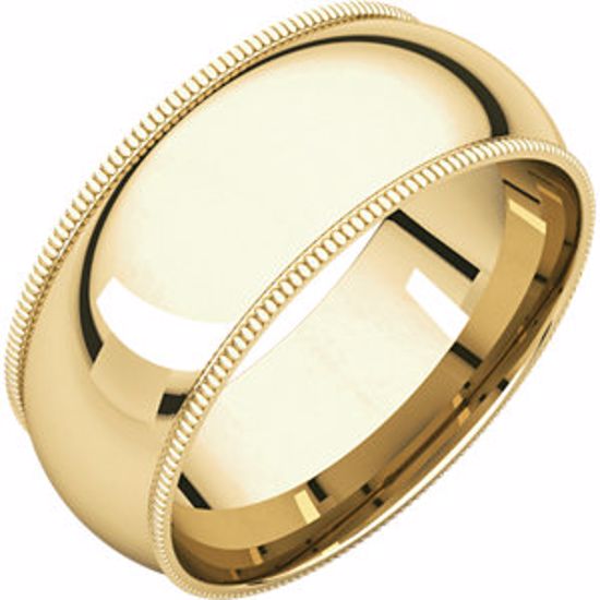 MGR13.5:2124:P 10kt Yellow 8mm Milgrain Comfort Fit Band