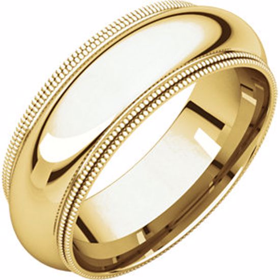 DMGR9:2200:P 10kt Yellow 7mm Double Milgrain Comfort Fit Bands
