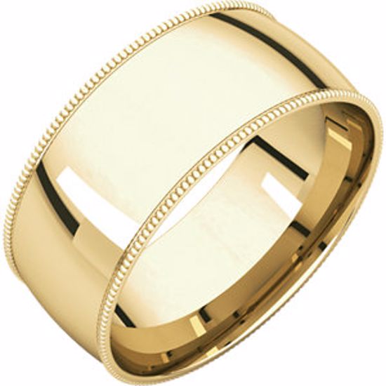 MGRL11.5:2171:P 10kt Yellow 8mm Light Comfort Fit Milgrain Band 