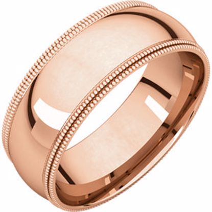 DMGR10:2611:P 14kt Rose 7mm Double Milgrain Comfort Fit Band