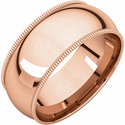 MGR8.5:2523:P 14kt Rose 8mm Milgrain Comfort Fit Band