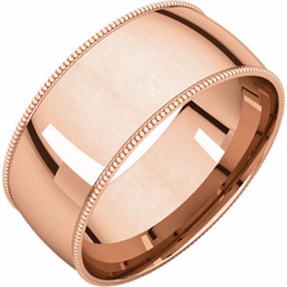 MGRL14:2585:P 14kt Rose 8mm Light Comfort Fit Milgrain Band 