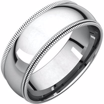 DMGR13:4249:P Sterling Silver 7mm Double Milgrain Comfort Fit Band