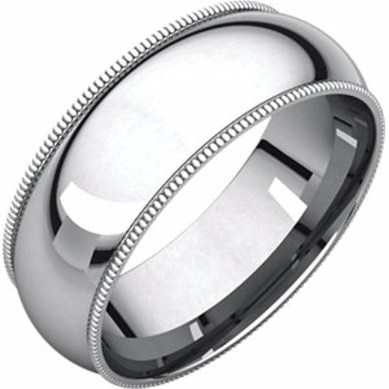 MGR13.5:4148:P Sterling Silver 7mm Milgrain Comfort Fit Band