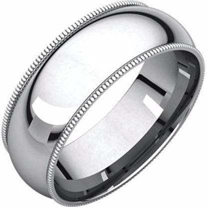 MGR8:4137:P Sterling Silver 7mm Milgrain Comfort Fit Band