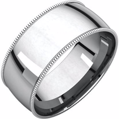 MGRL8:1756:P 10kt White 8mm Light Comfort Fit Milgrain Band 