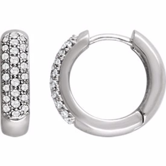 67150:60000:P 14kt White 1/3 CTW Diamond Hoop Earrings