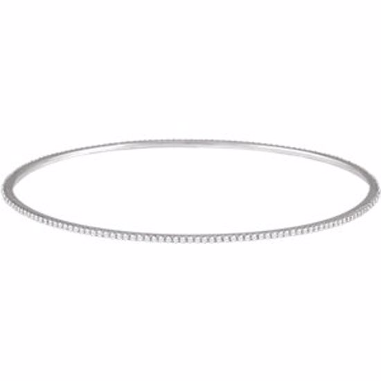 67337:60003:P 14kt White 1 CTW Diamond Stackable Bangle Bracelet