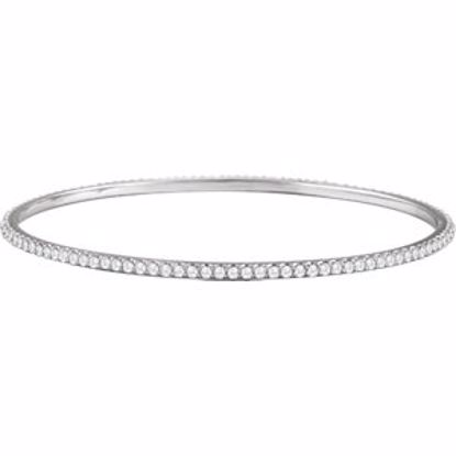 67337:60004:P 14kt White 3 CTW Diamond Stackable Bangle Bracelet