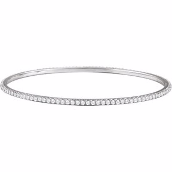 67337:60004:P 14kt White 3 CTW Diamond Stackable Bangle Bracelet