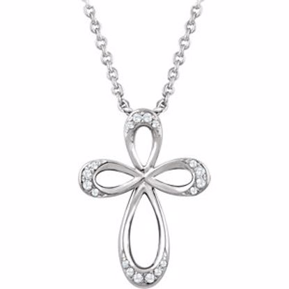 651787:60000:P Sterling Silver 1/10 CTW Diamond Cross 18" Necklace