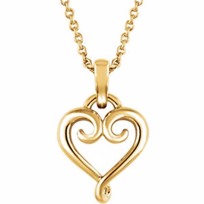 651765:100:P 14kt Yellow Fancy Heart 16-18" Necklace