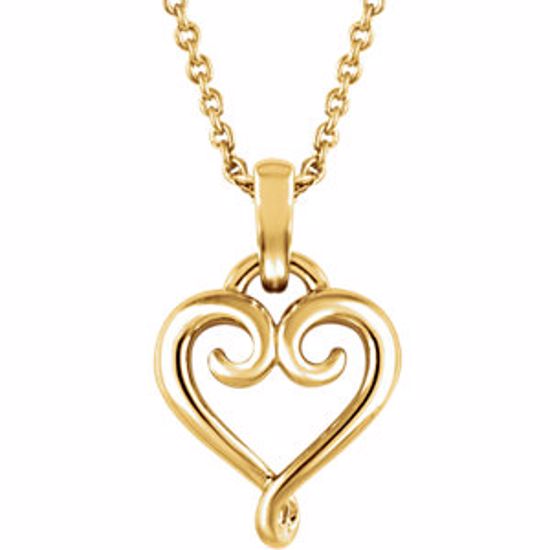 651765:100:P 14kt Yellow Fancy Heart 16-18" Necklace