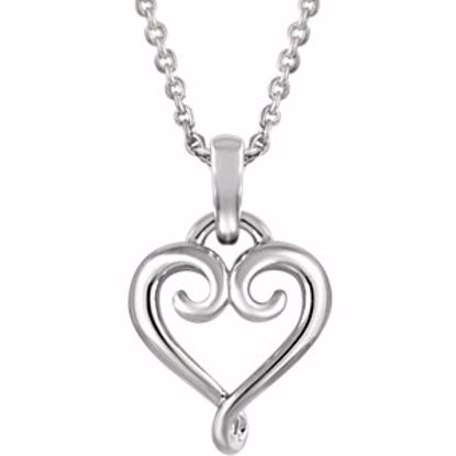 651765:101:P 14kt White Fancy Heart 16-18" Necklace