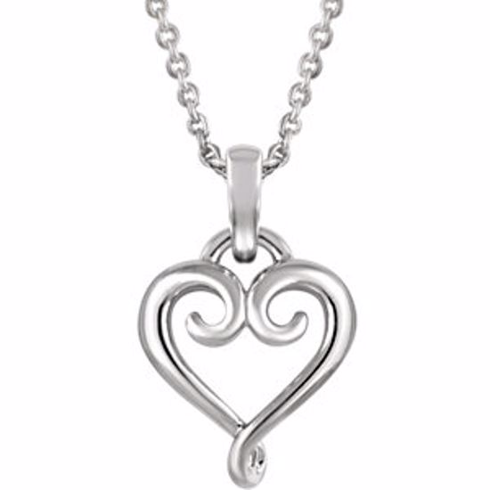 651765:101:P 14kt White Fancy Heart 16-18" Necklace