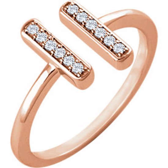 651809:60002:P 14kt Rose 1/10 CTW Diamond Vertical Bar Ring