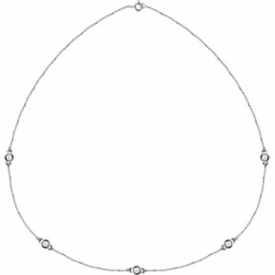 68577:60017:P 14kt White 1 CTW Diamond Bezel 18" Necklace