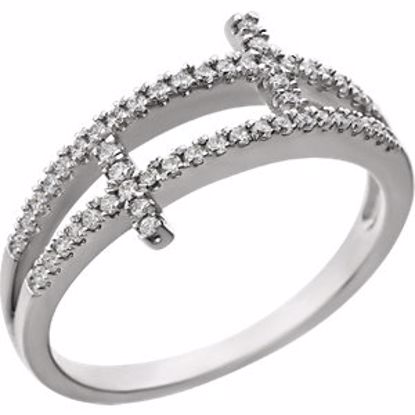 651800:60001:P Sterling Silver Cubic Zirconia Sideways Cross Ring Size 7