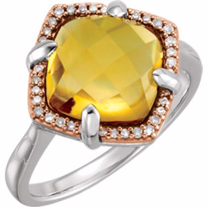 651803:60000:P Sterling Silver Rose Gold Plated Citrine & 1/8 CTW Diamond Ring Size 6