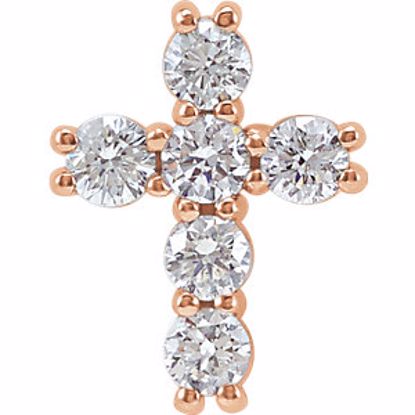 R42309:60000:P 14kt Rose 1/4 CTW Diamond Cross Pendant