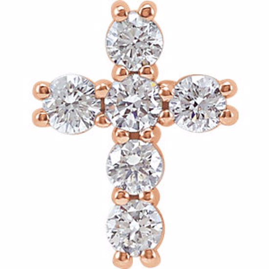 R42309:60000:P 14kt Rose 1/4 CTW Diamond Cross Pendant