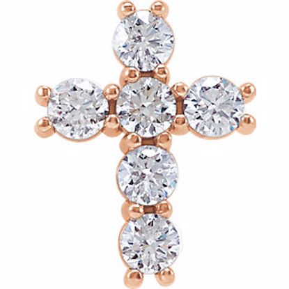 R42309:60002:P 14kt Rose 1/3 CTW Diamond Cross Pendant