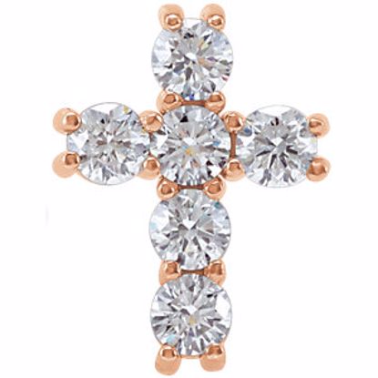 R42309:60004:P 14kt Rose 1/2 CTW Diamond Cross Pendant