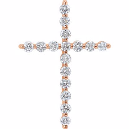 R42307:60000:P 14kt Rose 1/4 CTW Diamond Cross Pendant