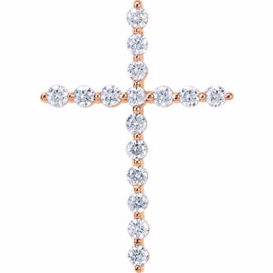 R42307:60002:P 14kt Rose 1/3 CTW Diamond Cross Pendant