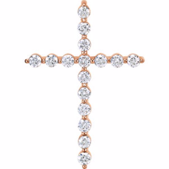 R42307:60004:P 14kt Rose 1/2 CTW Diamond Cross Pendant