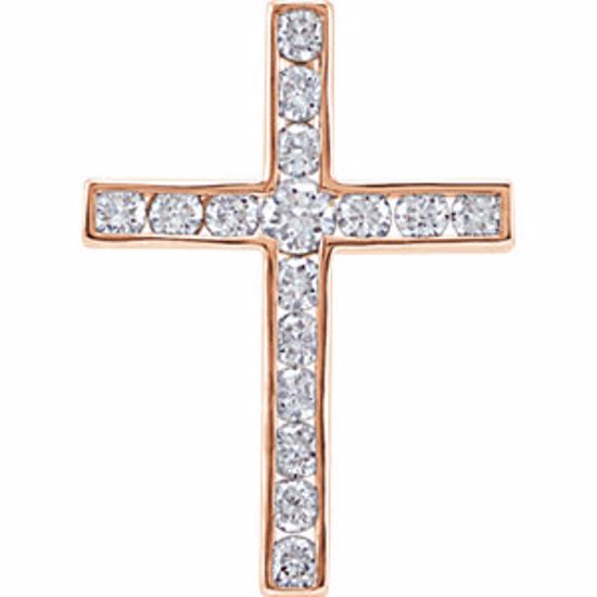 R42310:60002:P 14kt Rose 1/4 CTW Diamond Cross Pendant