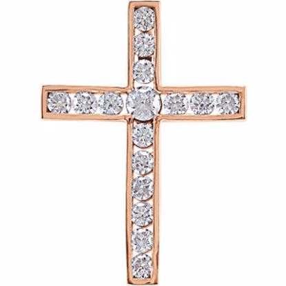 R42310:60004:P 14kt Rose 1/2 CTW Diamond Cross Pendant