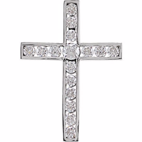 R42310:60005:P Platinum 1/2 CTW Diamond Cross Pendant