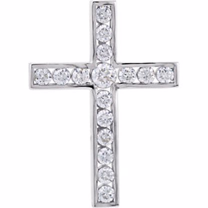 R42310:60007:P Platinum 3/4 CTW Diamond Cross Pendant